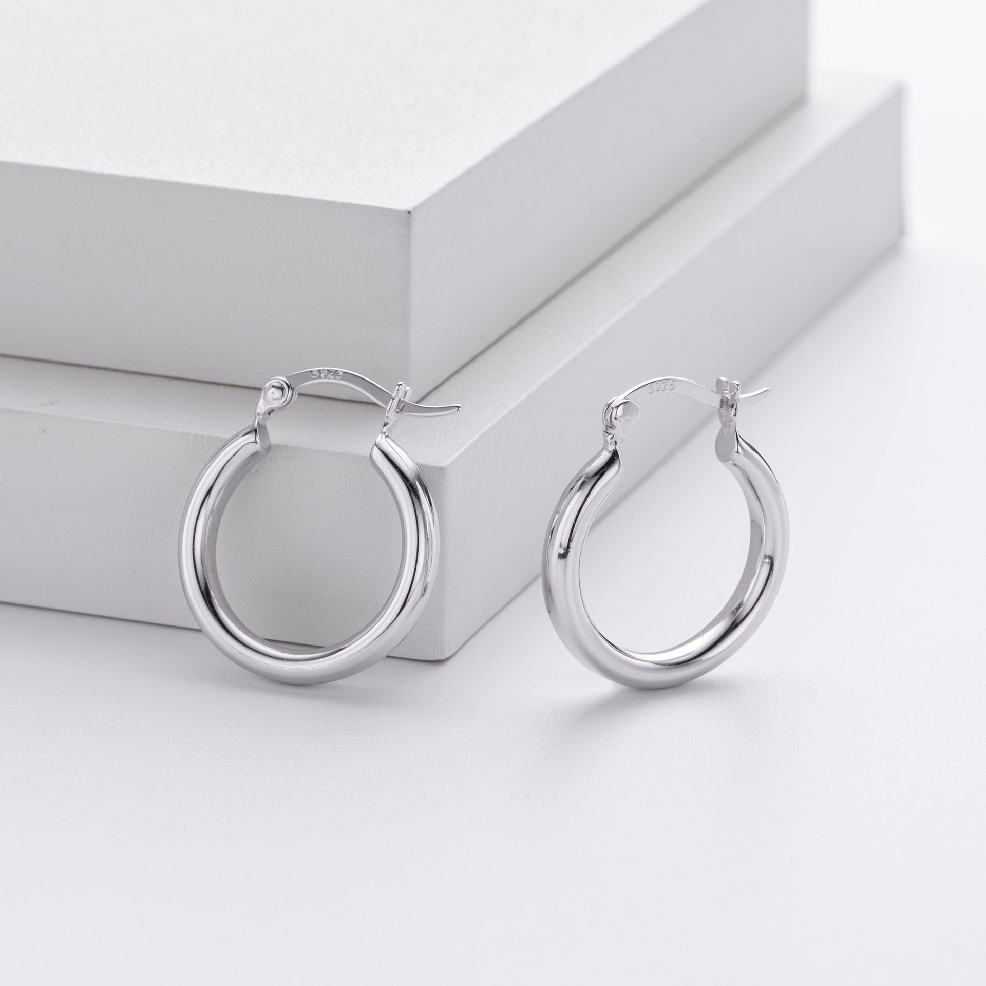 Wholesale S925 Sterling Silver Hollow Tube Ring Earrings