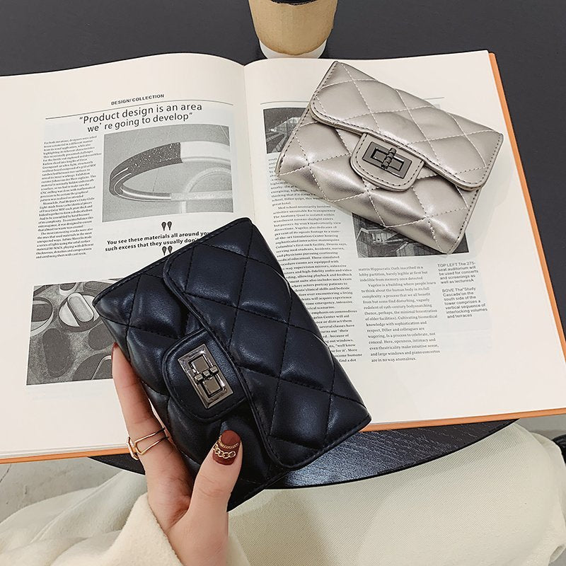 Wholesale Short Multi-card Slot Soft Leather Diamond Wallet  ACC-WT-DuoMe009