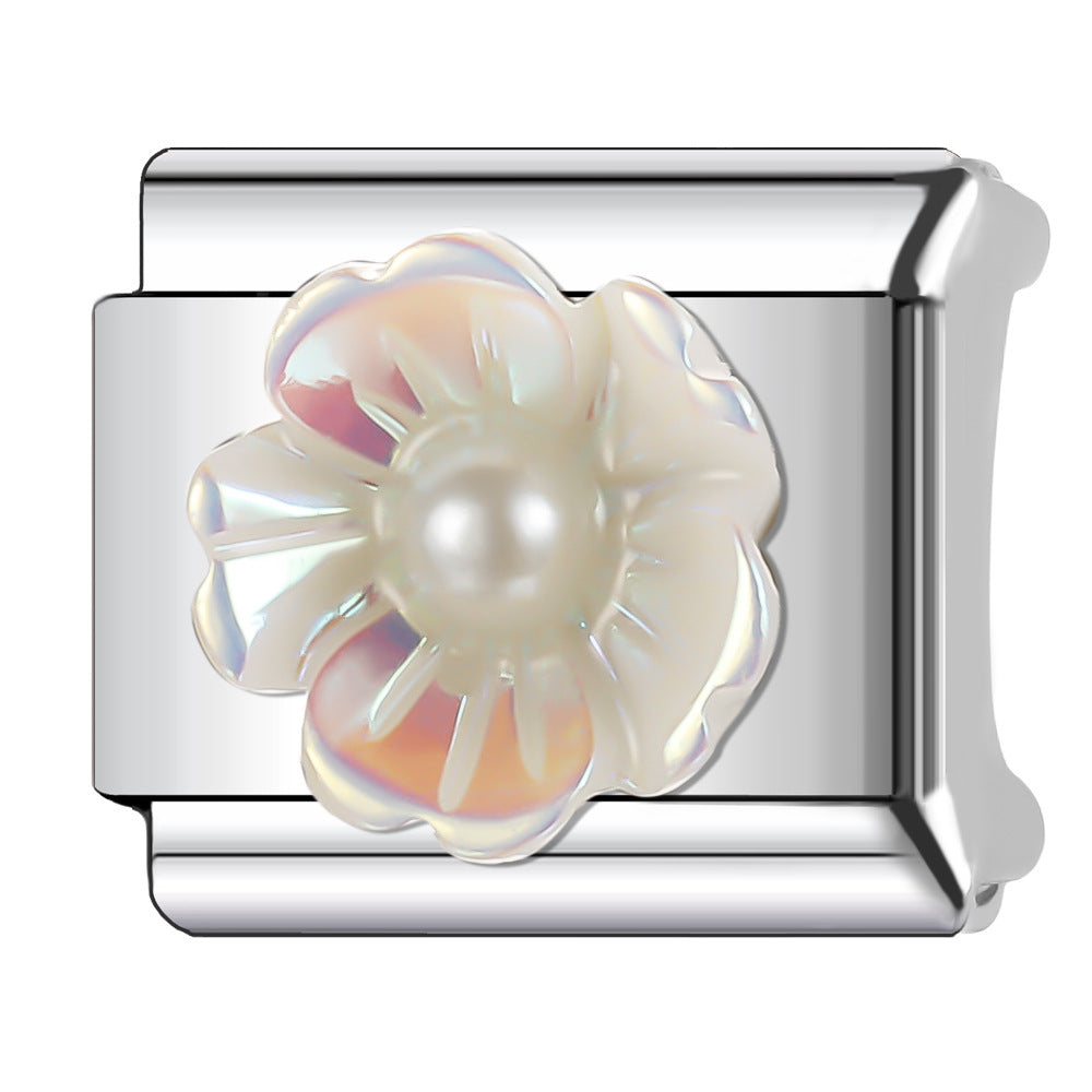 Wholesale Italian Charm Bracelet 9mm DIY Splicing Creative Flower Stainless Steel Composable Bracelet