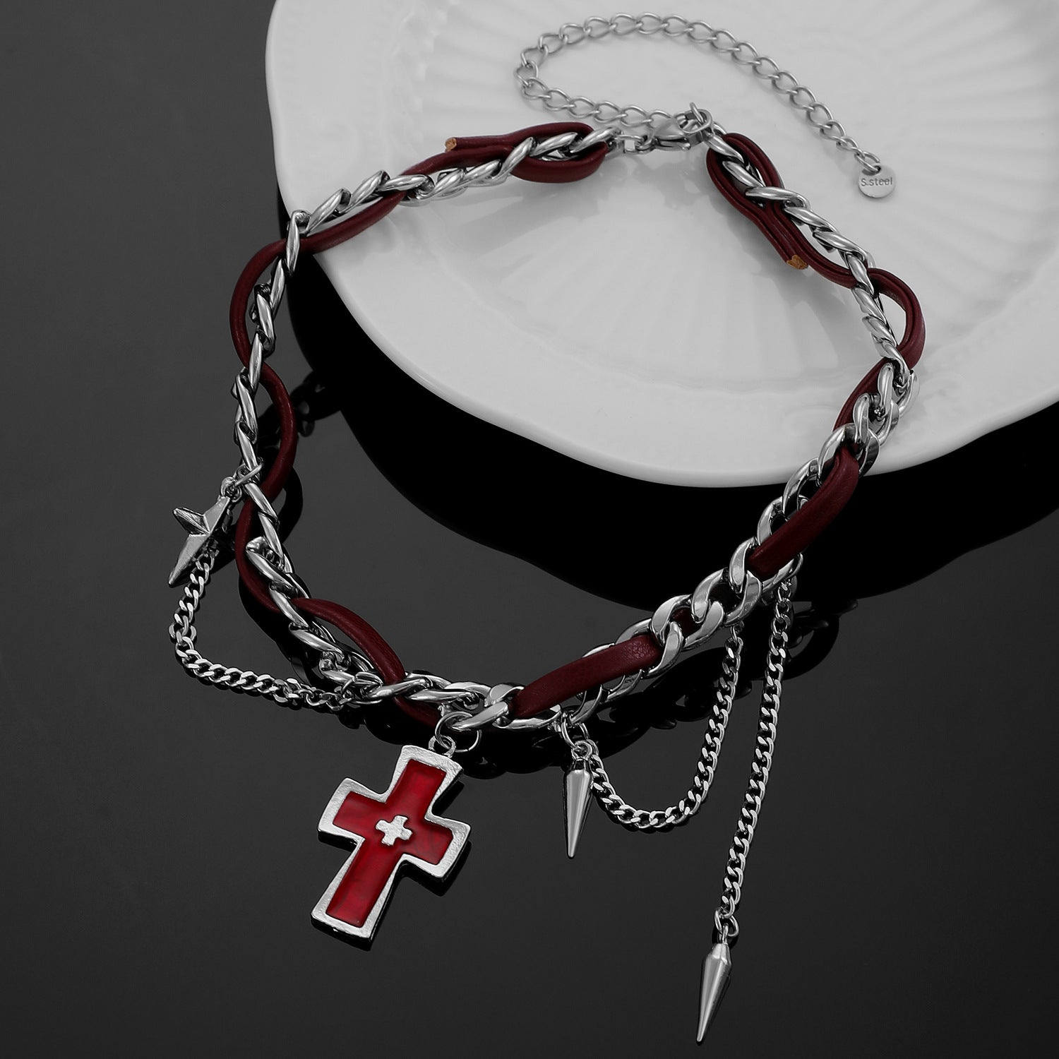Wholesale Y2K Gothic Cross Choker Necklace Trendy Punk Style Jewelry Accessory Gift
