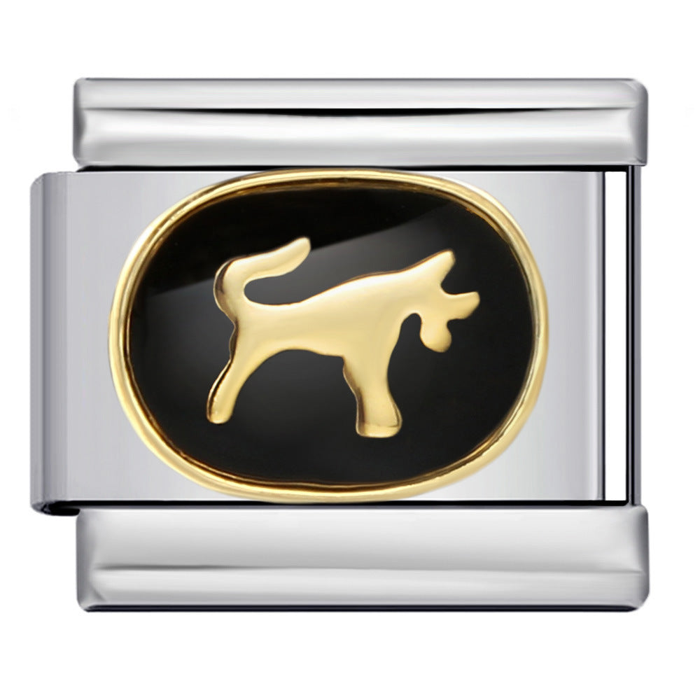 Wholesale Italian Charm Bracelet 9mm DIY Splicing Removable Black Zodiac Stainless Steel Composable Bracelet