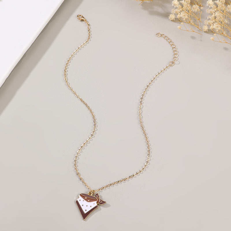 Wholesale Western Denim Series Pistol Boots Hat Oil Dropping Necklace