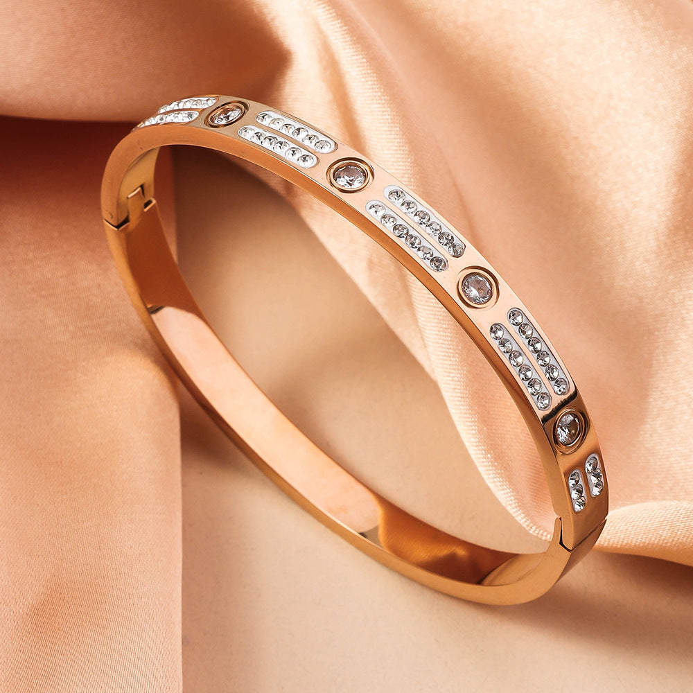 Wholesale Double Row Diamond Starry Sky Titanium Steel Bracelet ACC-BT-Ruif009