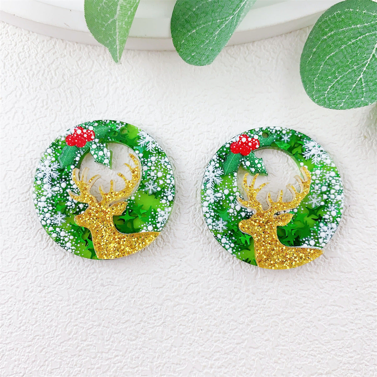 Wholesale 10pcs Acrylic Double Layer Christmas  Pendant