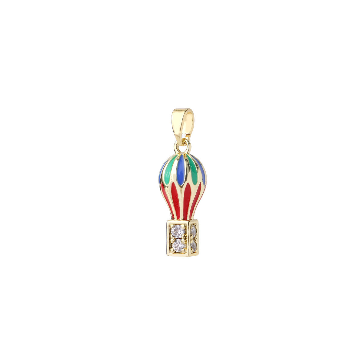 Wholesale Gold Plated Brass Rainbow Hot Air Balloon Pendant With Zircon DIY Necklace Making Jewelry Accessory Trendy Gift For Party