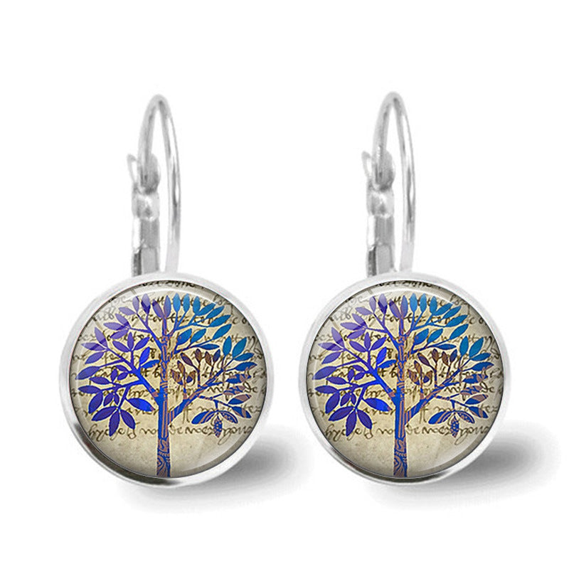 Wholesale Tree of Life Time Gemstone Earrings