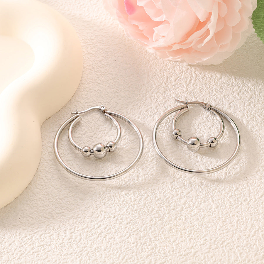 Wholesale Double-layer circular flow bead earrings