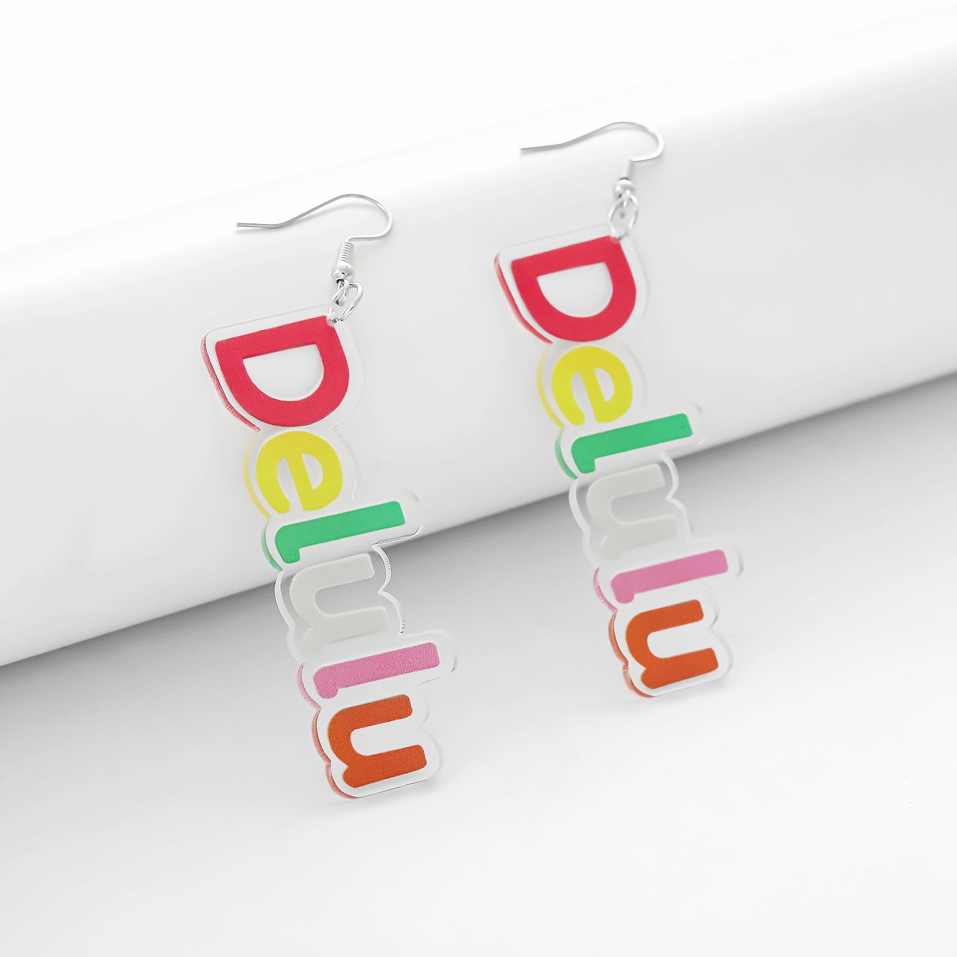 Wholesale   acrylic earrings color English letter earrings