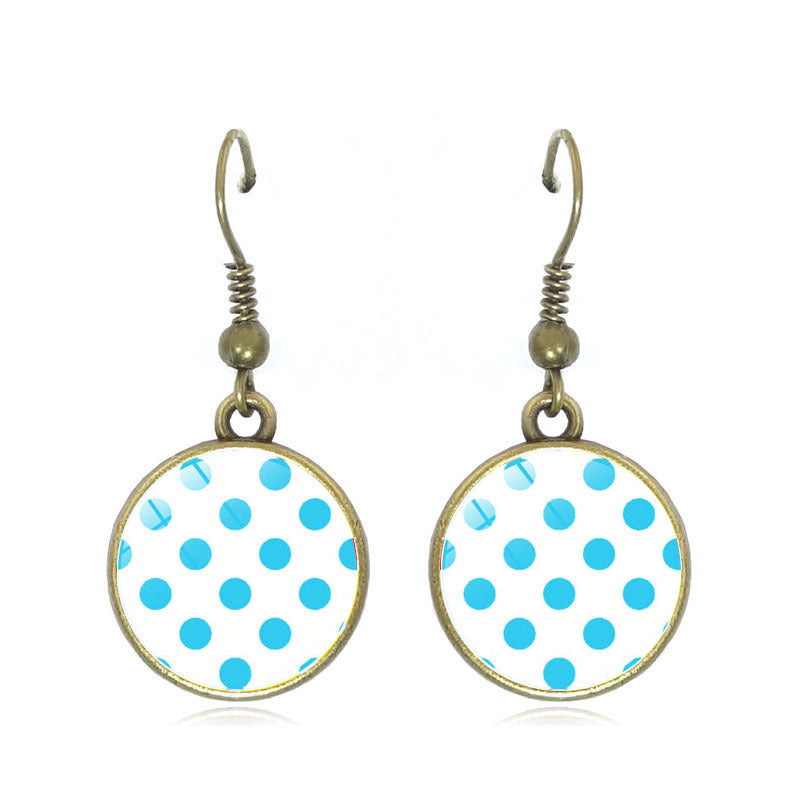Wholesale Polka Dot Pattern Time Gemstone Earrings