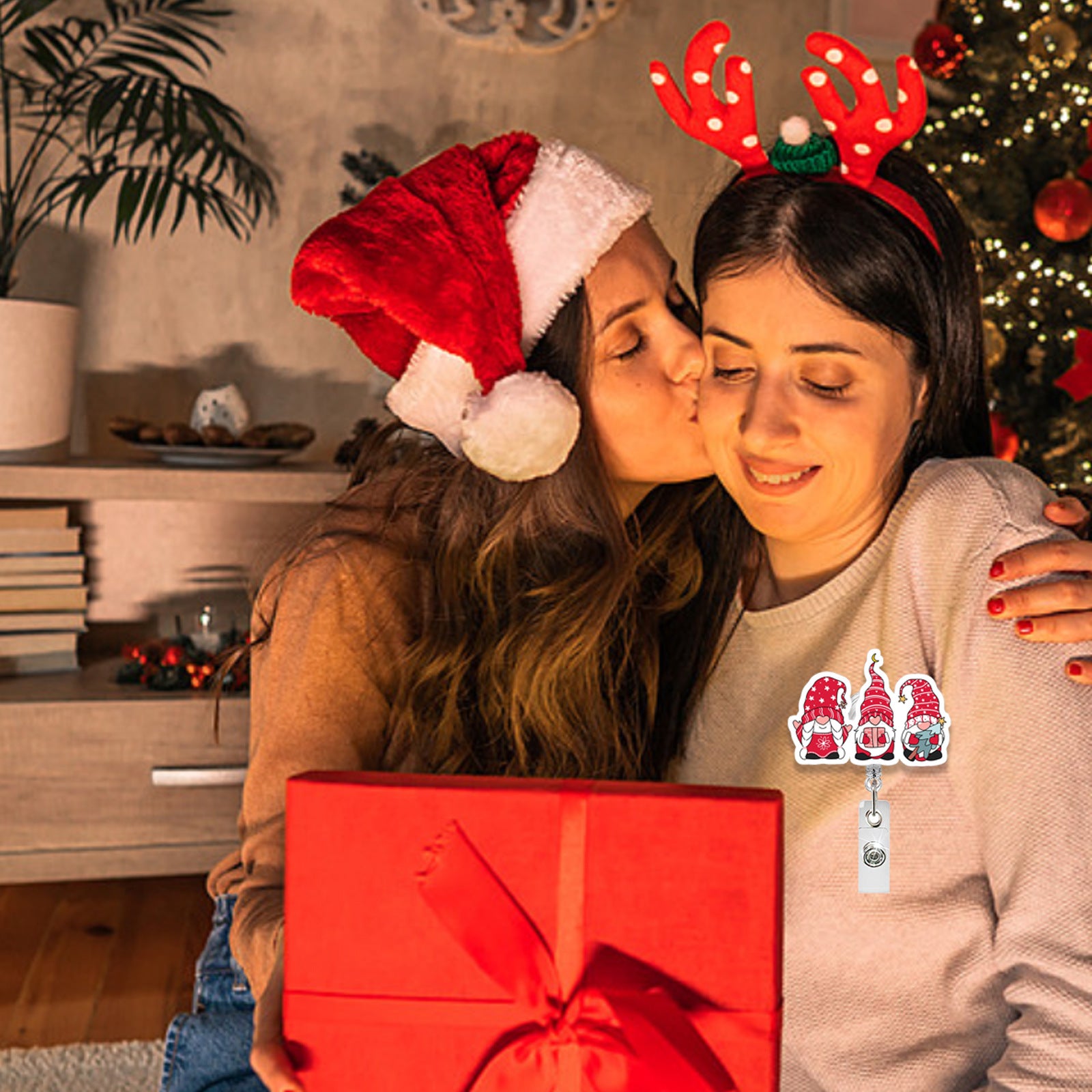 Wholesale Christmas Acrylic Dwarf Bow Ghost  Badge Reels