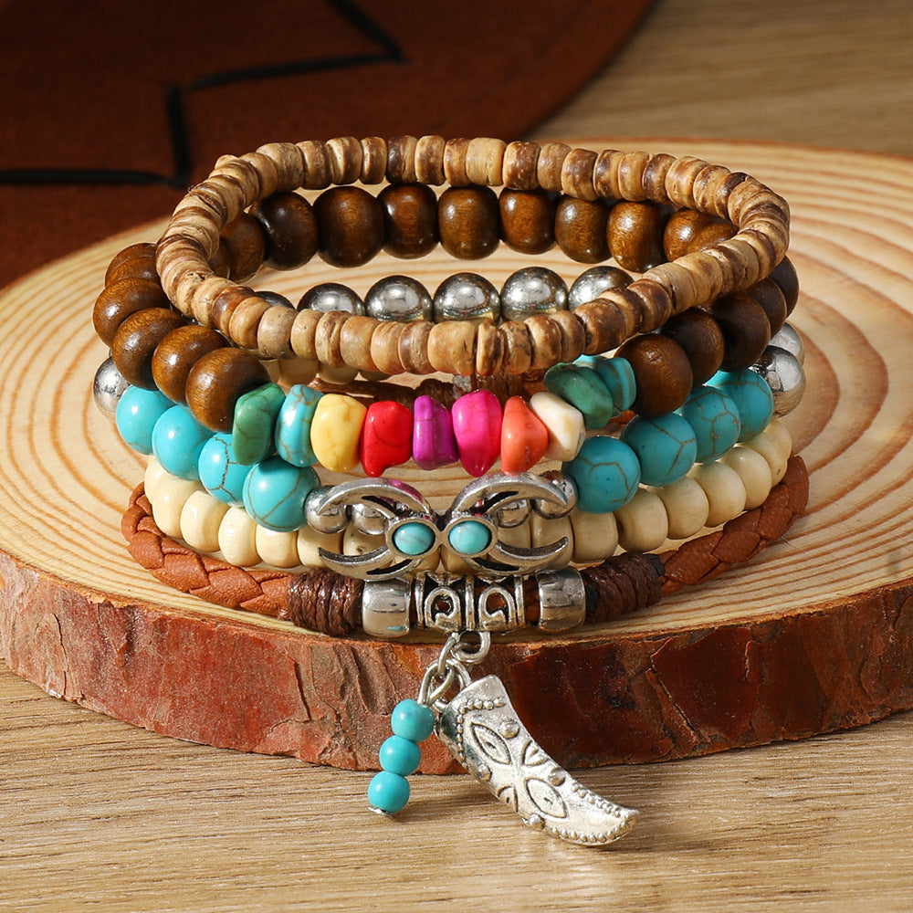 Wholesale Bohemian Style Turquoise Wood Beads  Bracelet