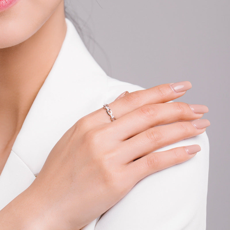 Wholesale s925 Sterling Silver Hollow Geometric Design Index  Ring