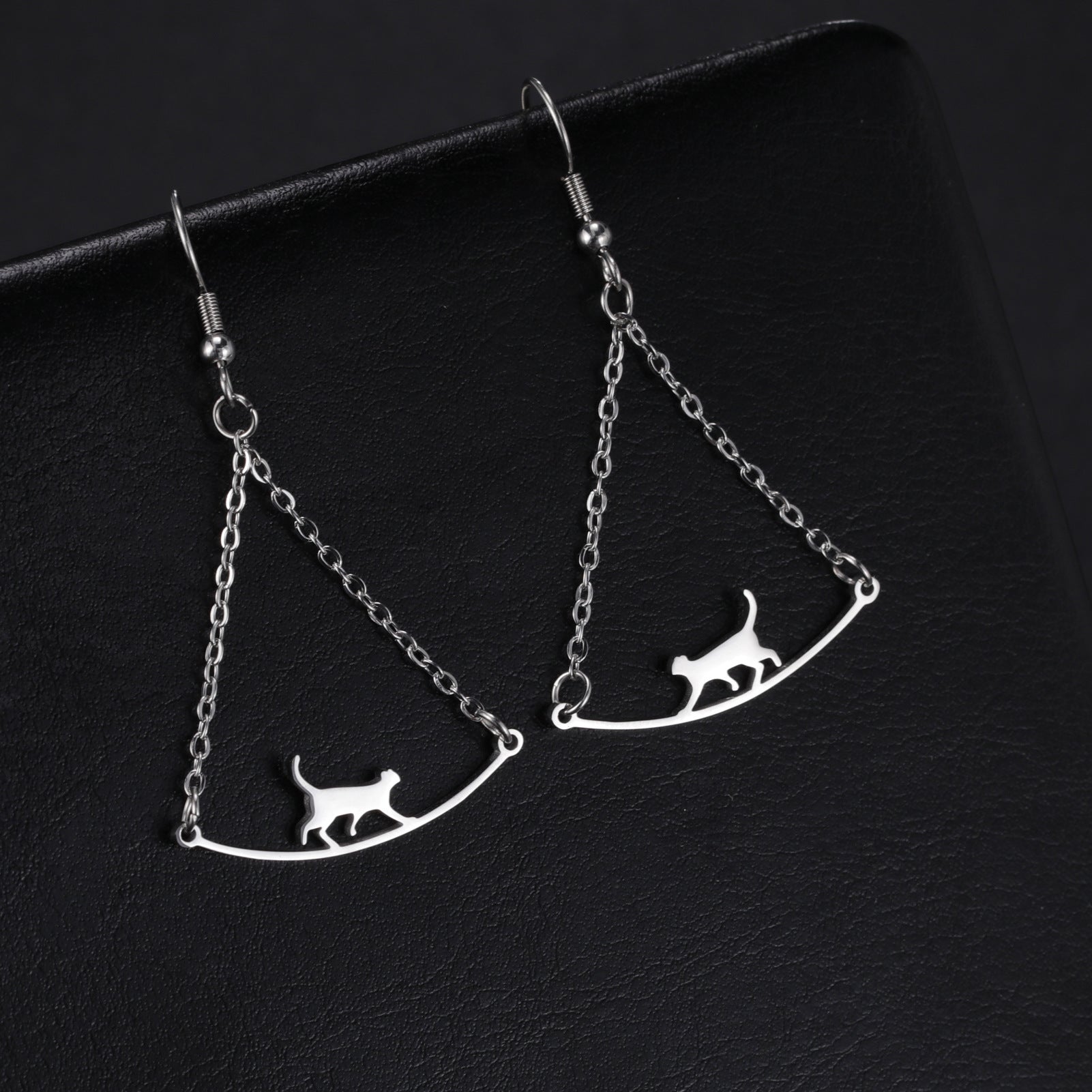 Wholesale Cat Pendant Stainless Steel Earrings ACC-ES-QiJu008
