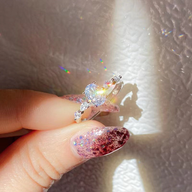 Wholesale Small Goose Egg Shining Wedding Adjustable Ring