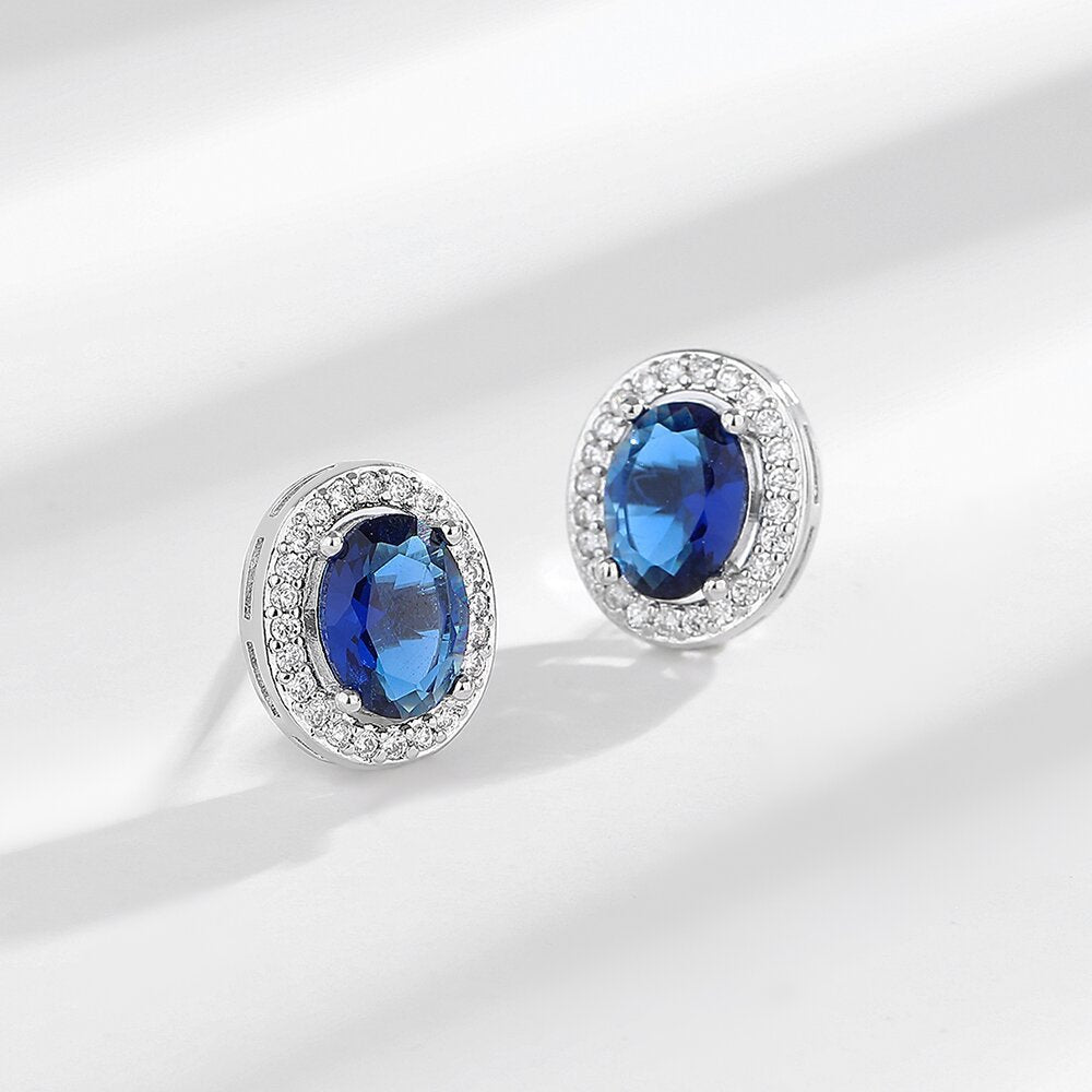 Wholesale  Silver Plated Color Zircon Earrings Light Luxury All-match Earrings