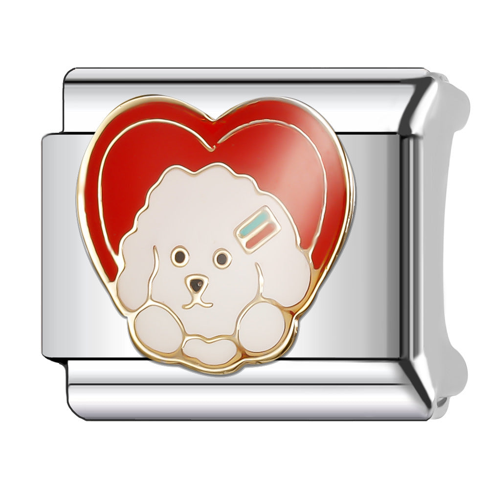 Wholesale Italian Charm Bracelet 9mm DIY Splicing Cute Cartoon Animal Stainless Steel Composable Bracelet