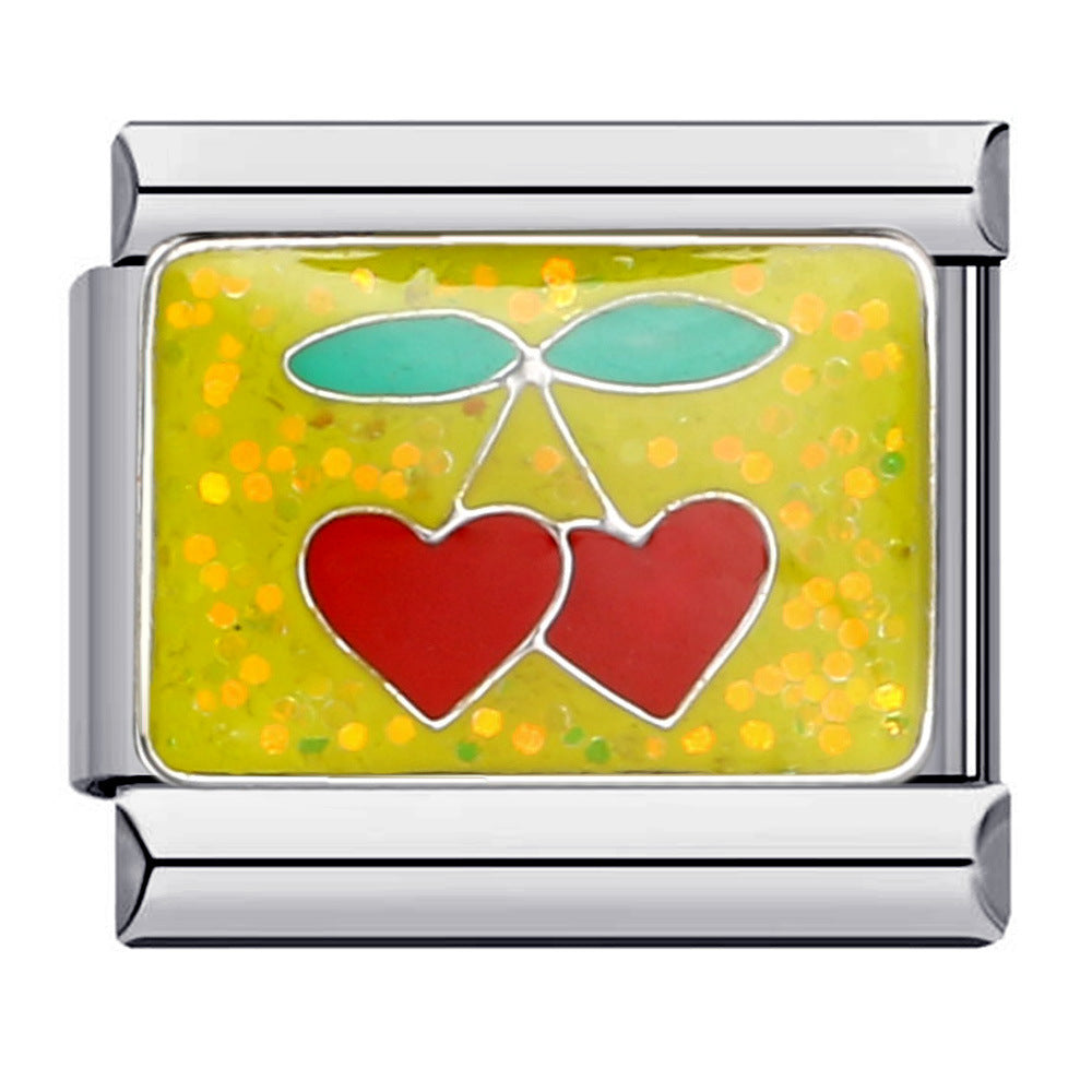 Wholesale flower series titanium steel bracelet welding pattern oil drop DIY Italian module Charms