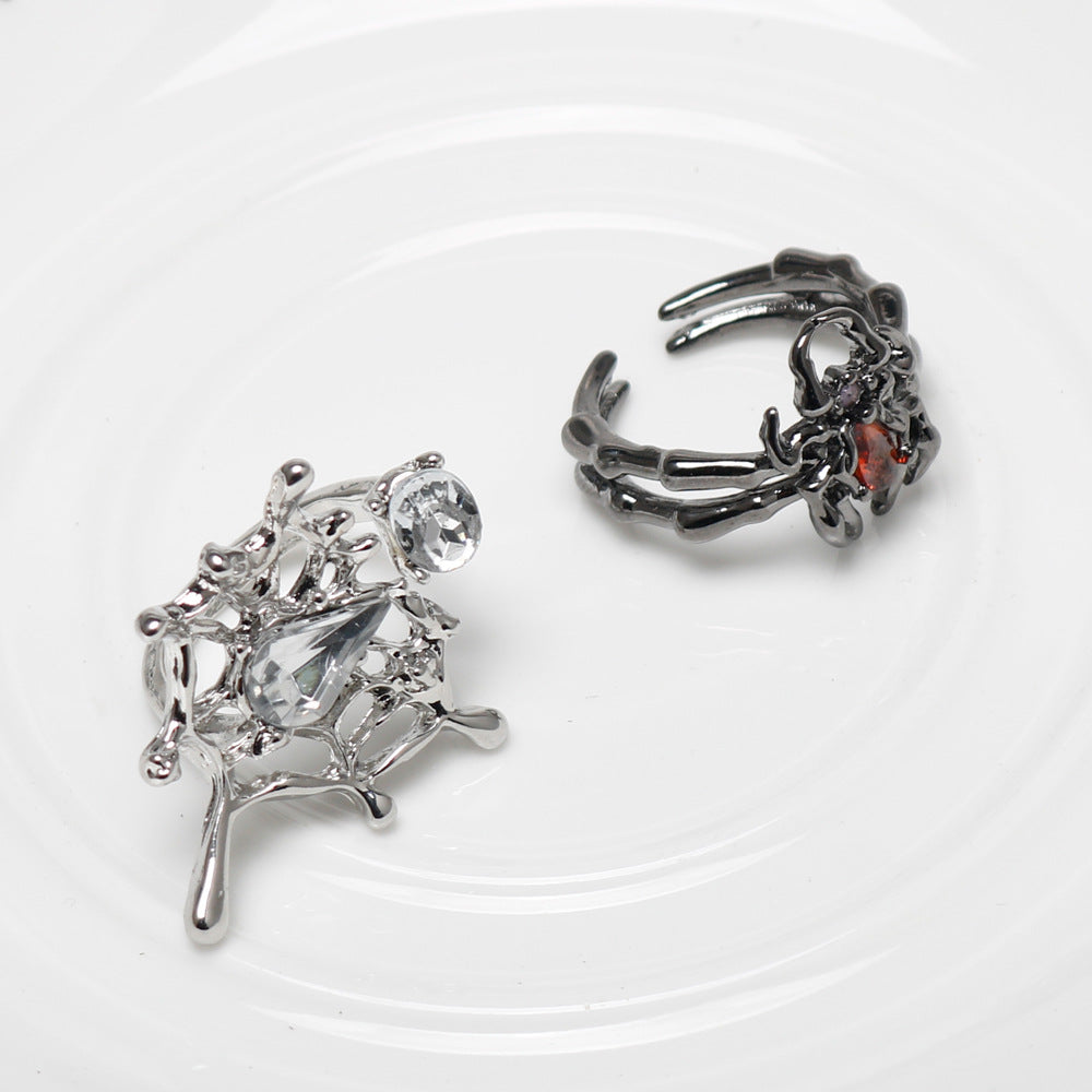 Wholesale Halloween Red Spider Cobweb Open Rings ACC-RS-HX001