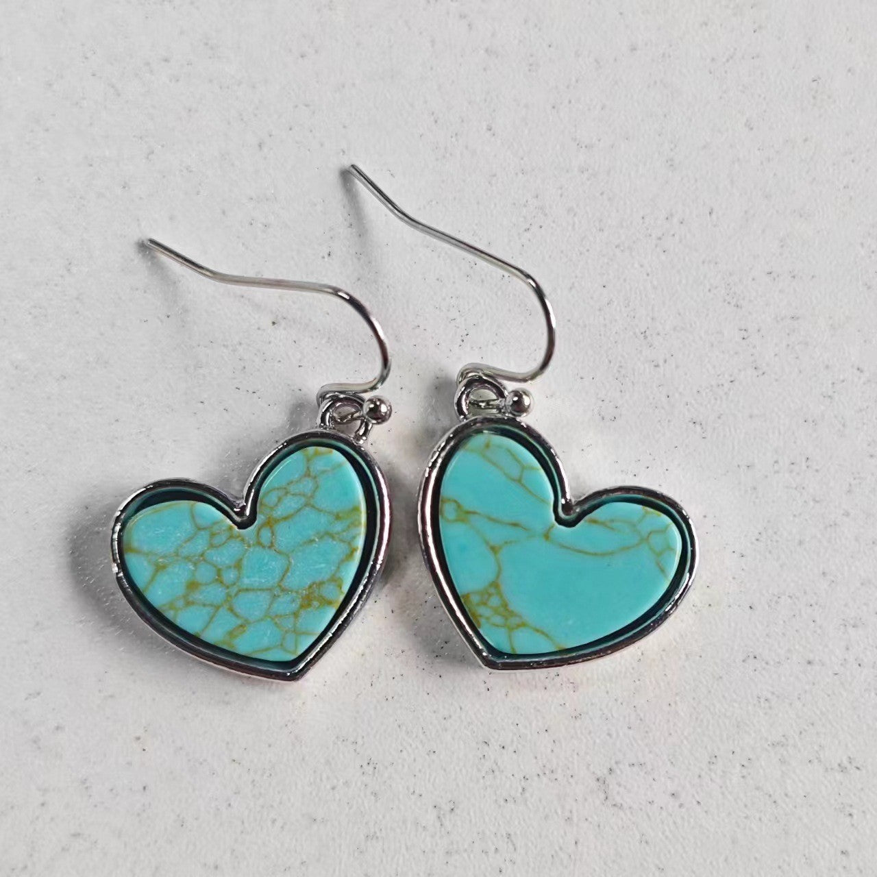 Wholesale Retro Heart-Shaped Turquoise Earrings Fashion Jewelry Accessory for Women Gift