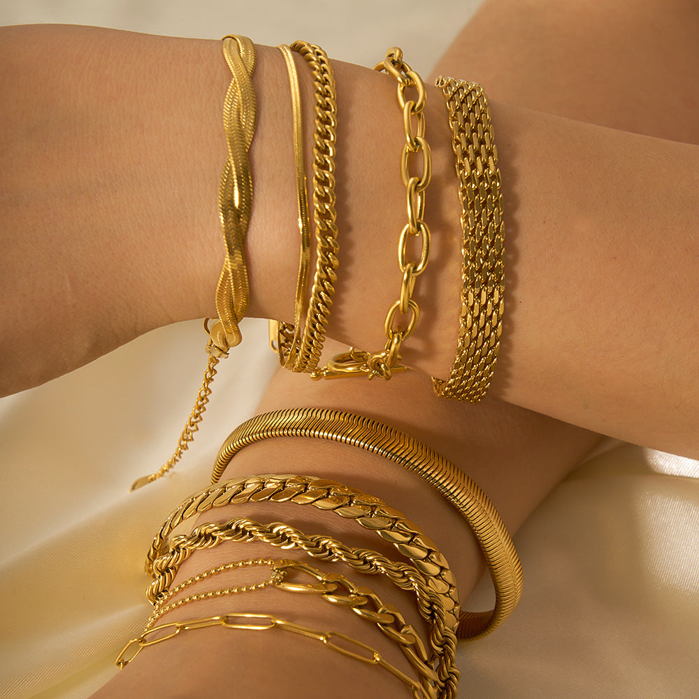 Wholesale DIY bracelet 18k gold stainless steel chain bracelet with a high-end feel