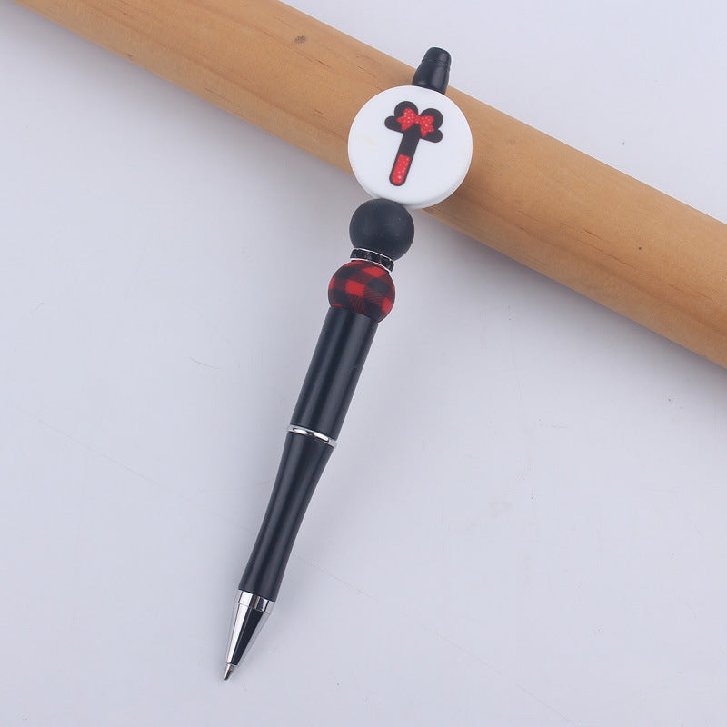 Wholesale  handmade beaded pen DIY creative silicone teether English letter  ballpoint pen