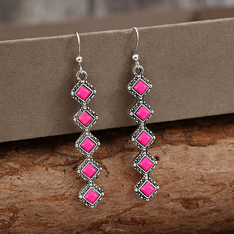 Wholesale Bohemian retro style long diamond alloy earrings
