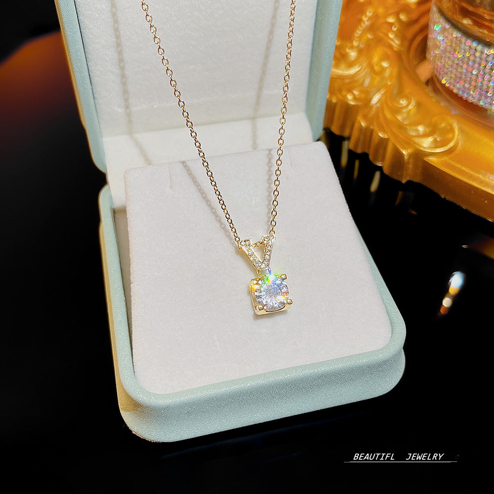 Wholesale Micropaved Zirconia Clavicle Chain Titanium Steel Necklaces Choker Necklace ACC-NE-Xiyue005