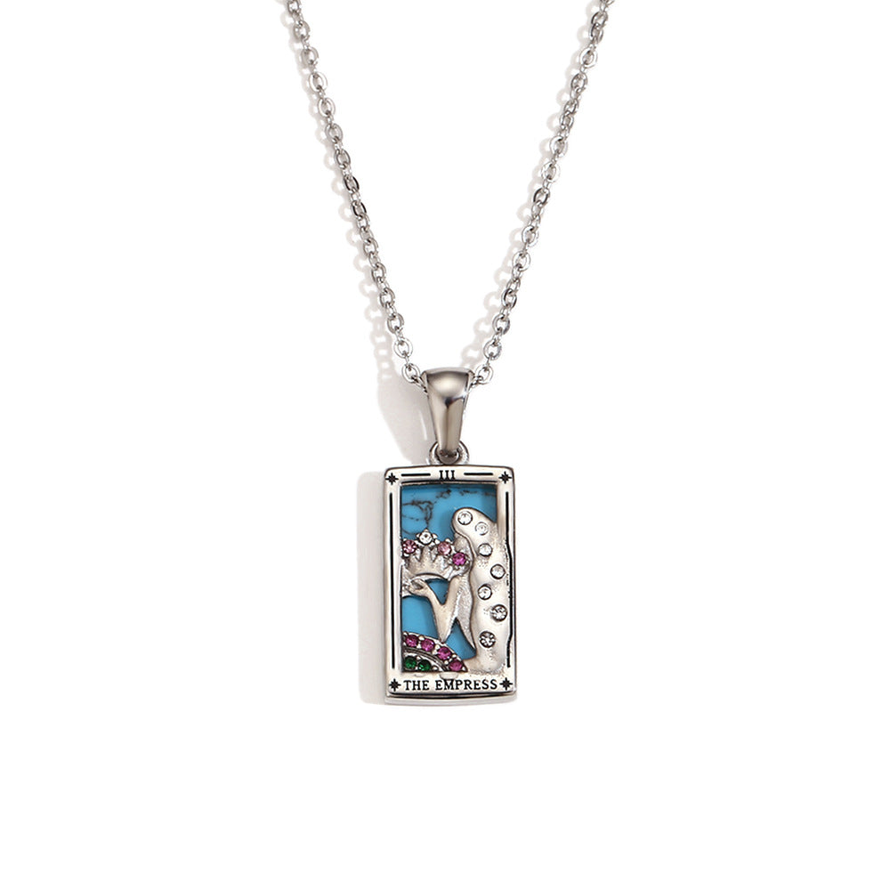 Wholesale Tarot Pendant Necklace 18K Gold Plated Stainless Steel Retro Trendy Jewelry Gift