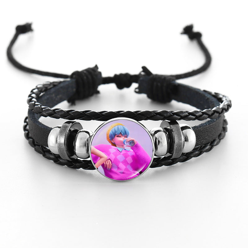 Wholesale  Black Braided Leather Bracelet kpop