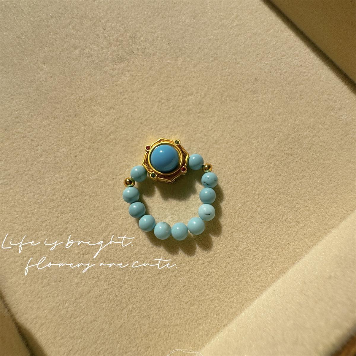Wholesale Trendy Geometric Turquoise Ring Fashion Accessory Gift for Resale