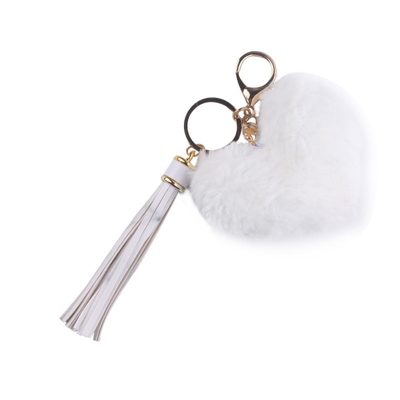 Wholesale Heart Shaped Fur Ball Tassel Keychain Pom Pom ACC-KC-GuangTian057