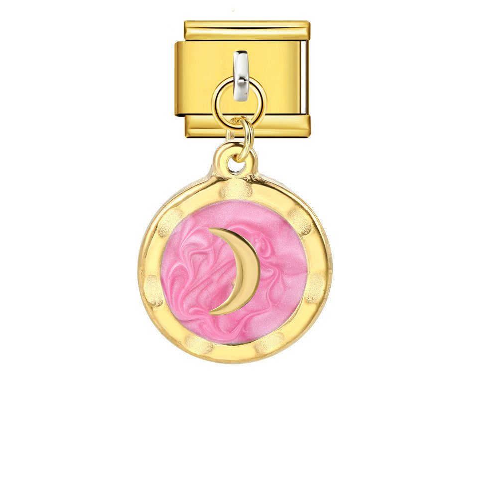 Wholesale Italian Charm Bracelet 9mm DIY Splicing Gold and Silver Round Pendant Stainless Steel Composable Bracelet