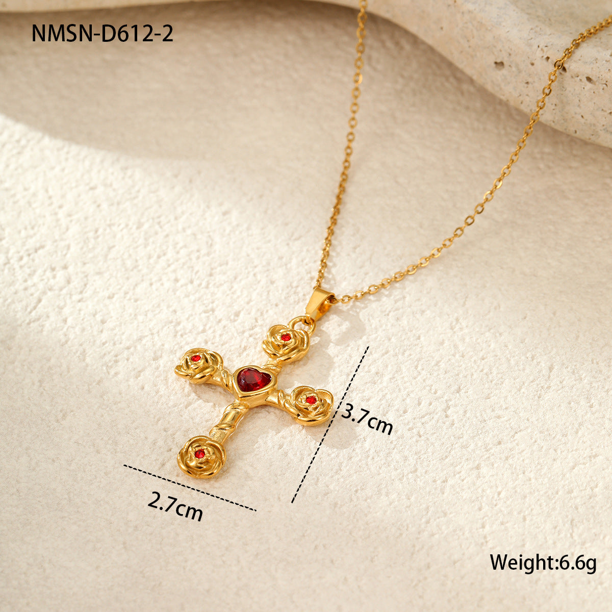 Wholesale  stainless steel 18k gold diamond rose cross pendant necklaces