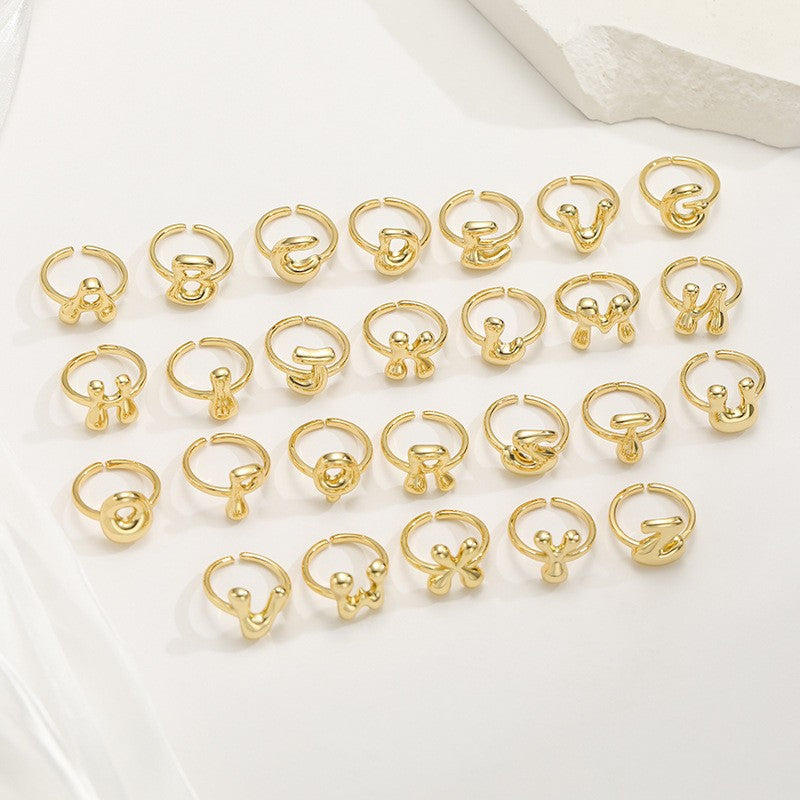 Wholesale 26 letter 18k gold-plated  ring