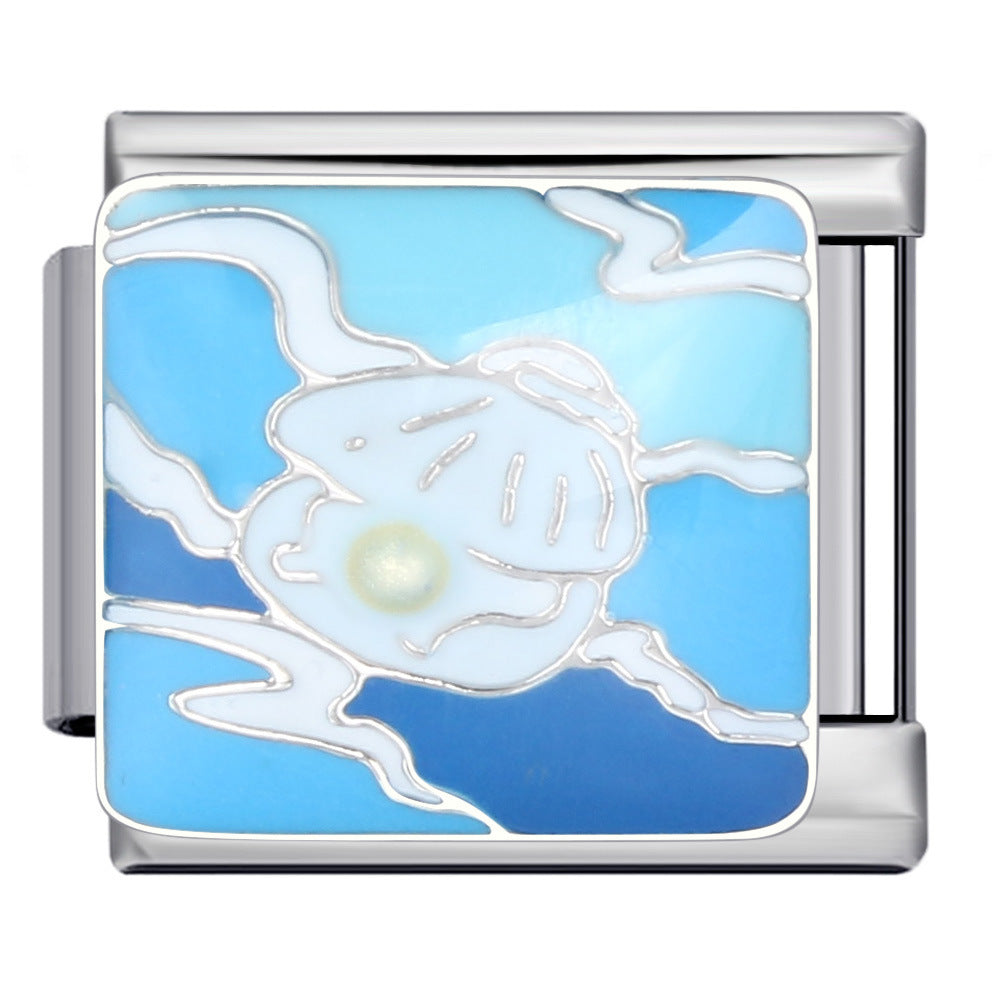 Wholesale  Italian Module Bracelet  Blue Ocean ElementsStainless Steel Welding Pattern DIY Charms