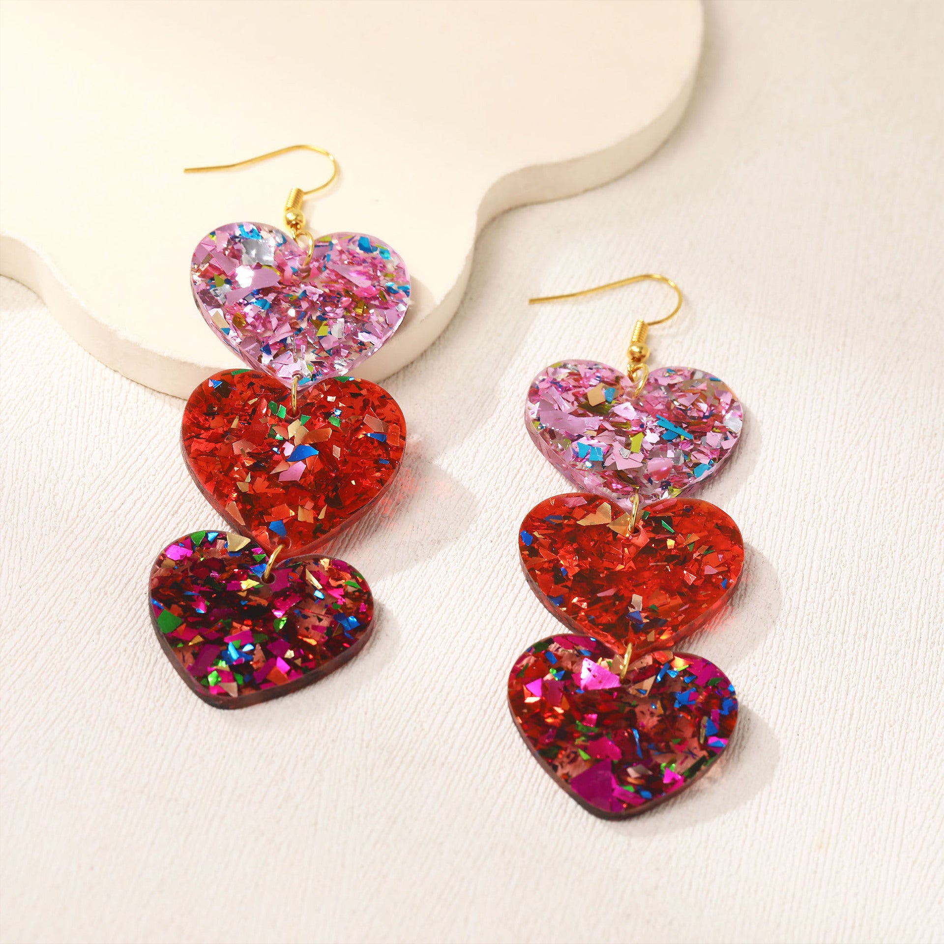 Wholesale  acrylic earrings Valentine's Day love stitching earrings