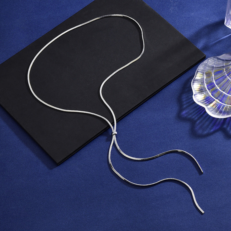 Wholesale titanium steel one-wear-multiple-wear thick flat snake chain sweater chain