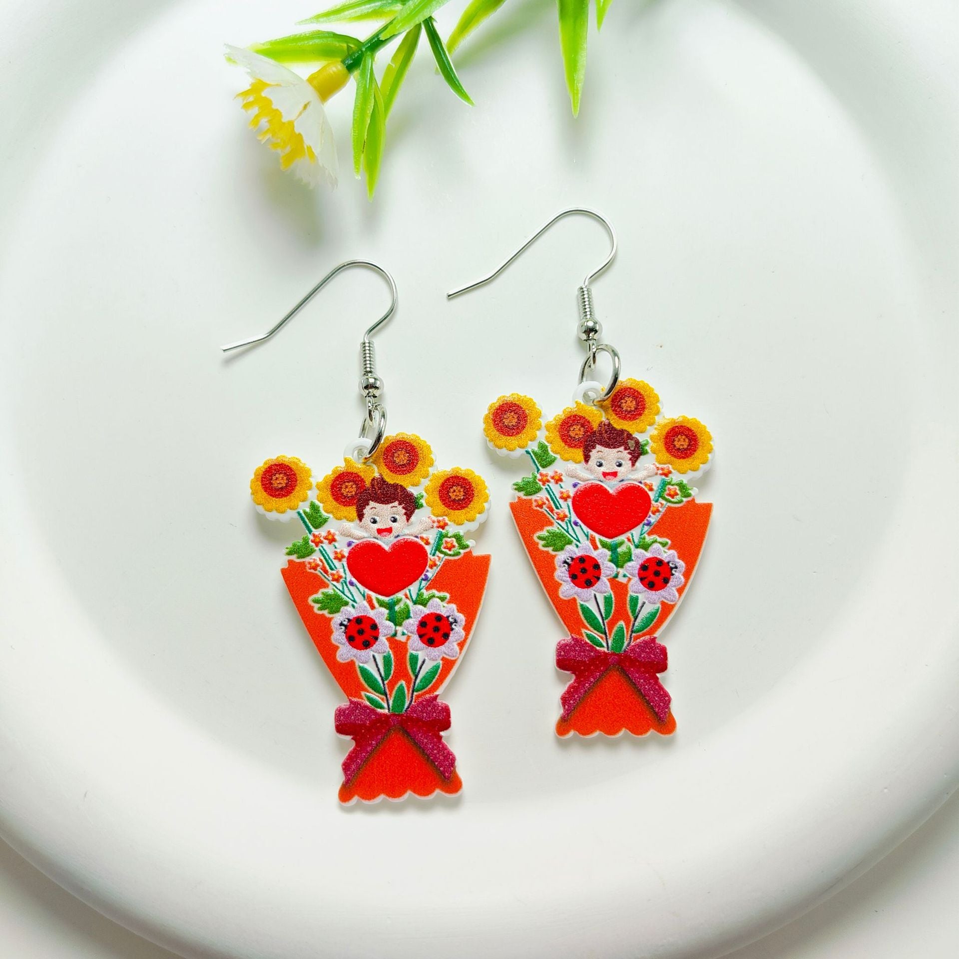 Wholesale Rose Earrings Mother's Day Acrylic Earrings ACC-ES-Qiyu011