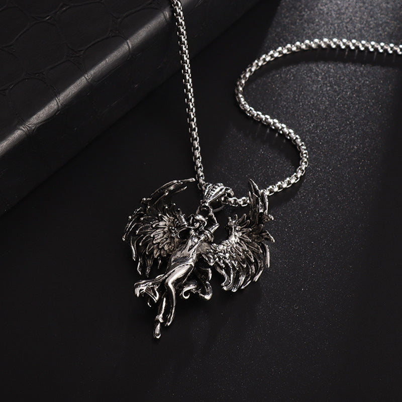 Wholesale Demon Angel Vintage Silver Necklace