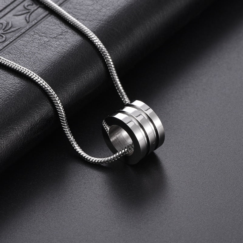 Wholesale Titanium steel waist glossy Cylindrical pendant necklace