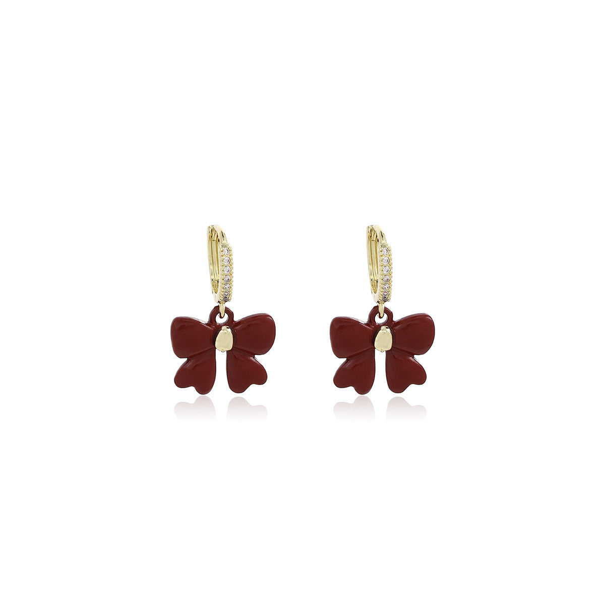 Wholesale Red Diamond Bow Earrings