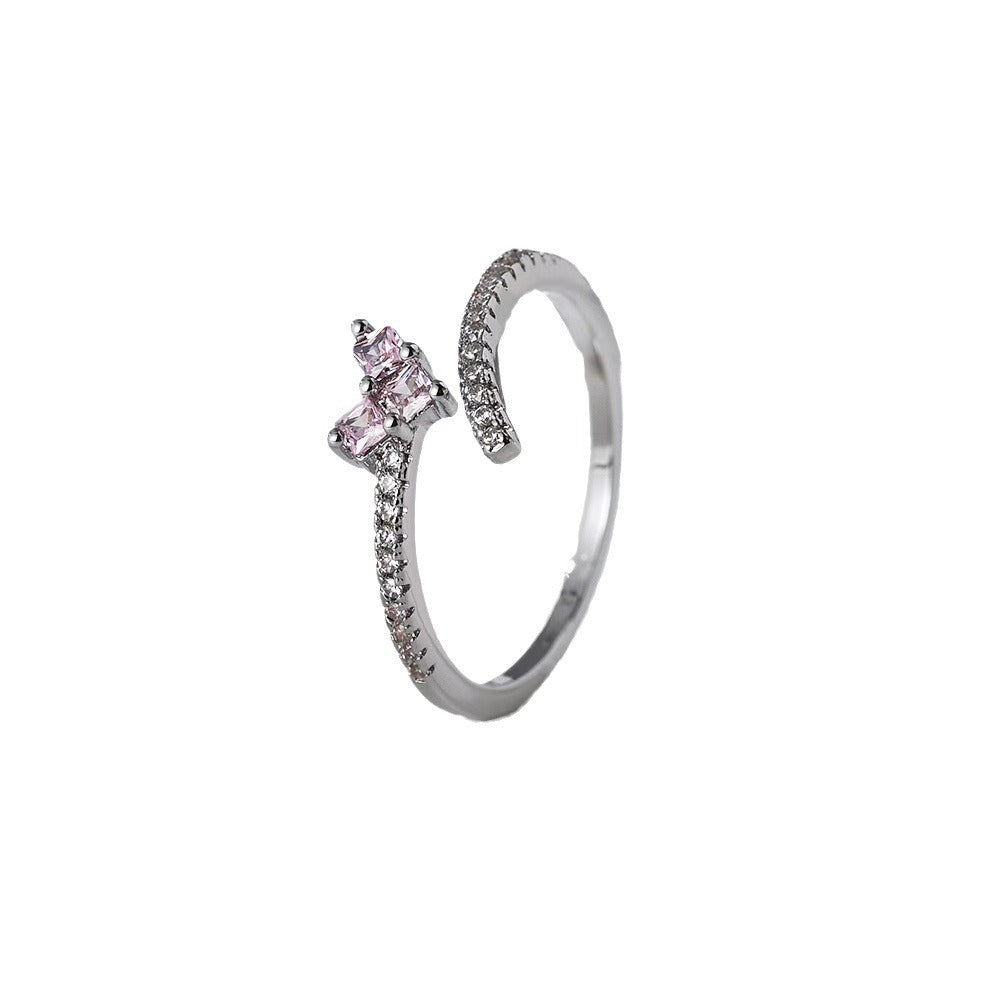 Wholesale Diamond Micro-Inlaid Zirconia Heart-Shaped Ring Open Rings ACC-RS-YXY026