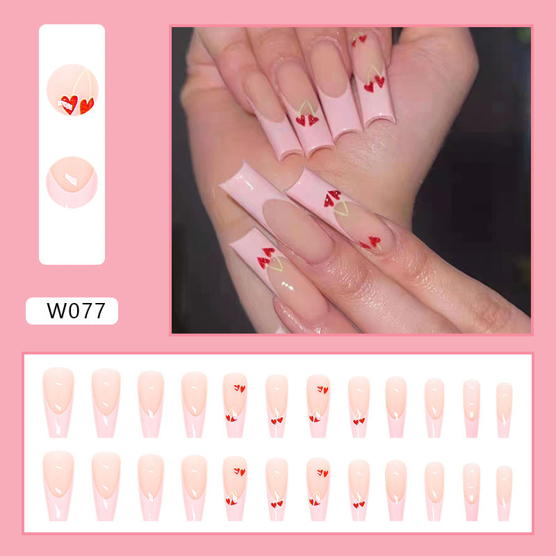 Wholesale 24 Pieces/box Valentine's Day Long Love Cherry Nails Kits Nail Stickers ACC-NS-QiHeng008