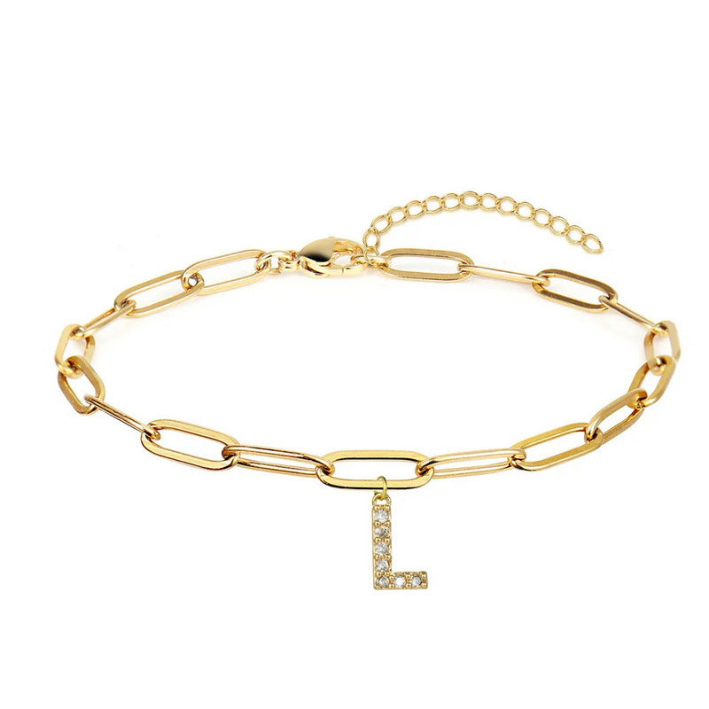 Wholesale 26 Letters Diamond Alloy Bracelet ACC-BT-YingHao003