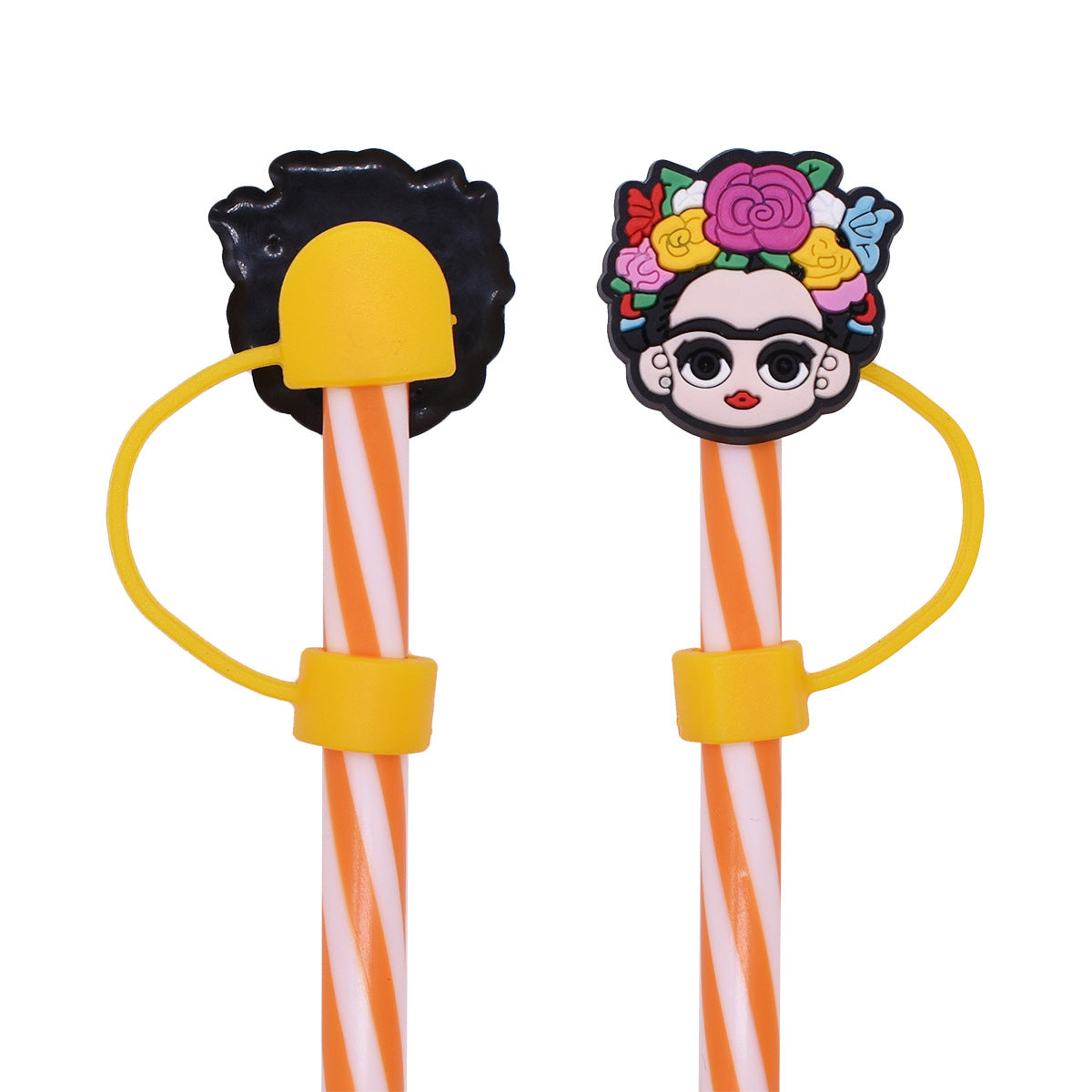 Wholesale  Random 100pcs Mexican Series  10mm PVC Soft Straw Tube Cap