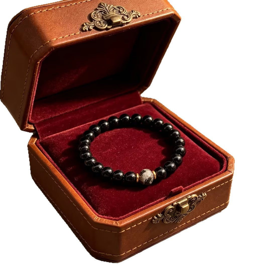 Wholesale Stylish Beaded Black Obsidian Bracelet Unisex Jewelry Accessory Travel Souvenir Gift