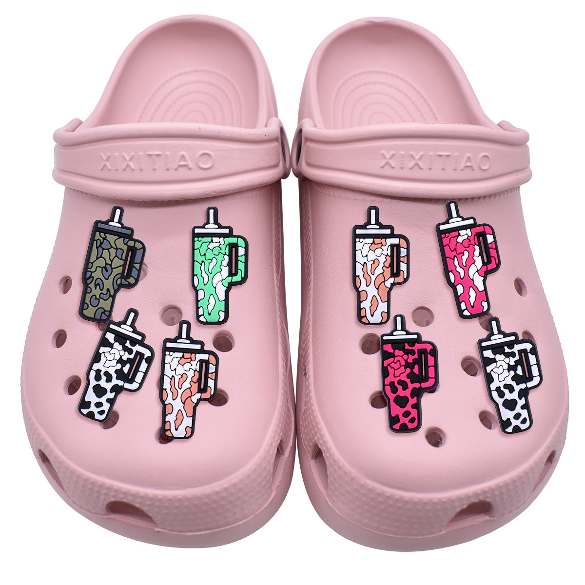 Wholesale Random 100pcs Cow Pattern Cup Shoe Buckle Decoration Shoes Charms ACC-SC-RYY028