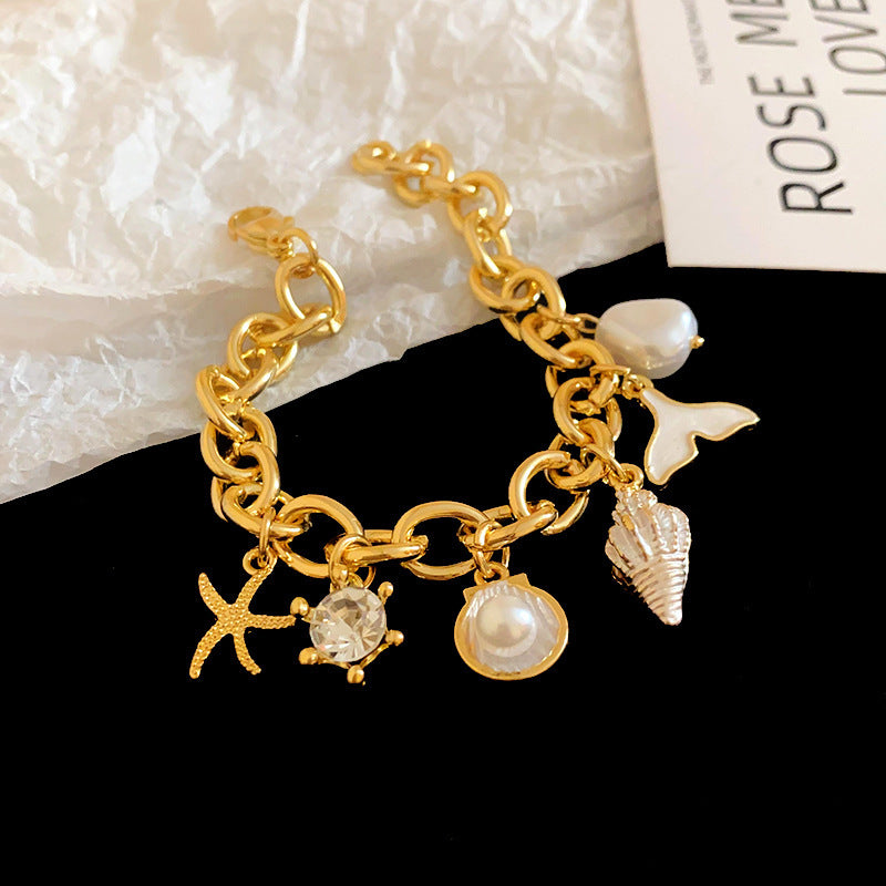 Wholesale Personalized Starfish Conch Fish Tail Shell Marine Chain Bracelet