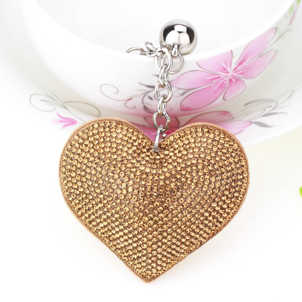 Wholesale 12pcs Heart Shape Hot Diamond Leather Keychain ACC-KC-DC001