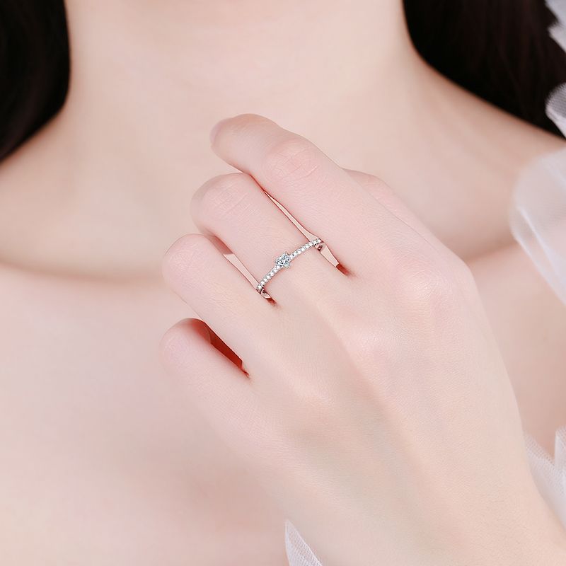 Wholesale S925 love heart zircon silver ring